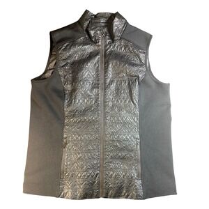 Sharon Young XL Quilted Faux Leather Vest Sleeveless Moto‎ Biker Zip Up Women's